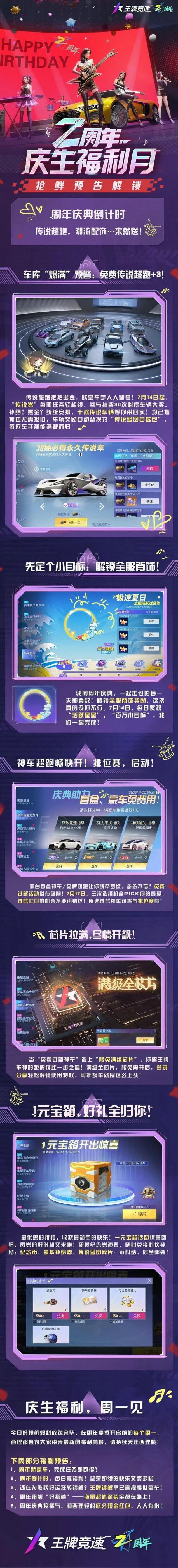 王牌竞速庆生福利① | 传说神车免费开走，全服背饰人人有份！