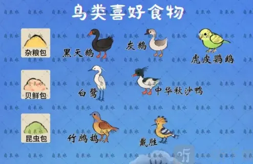 桃源深处有人家鸟类喜好食物一览玩法教程
