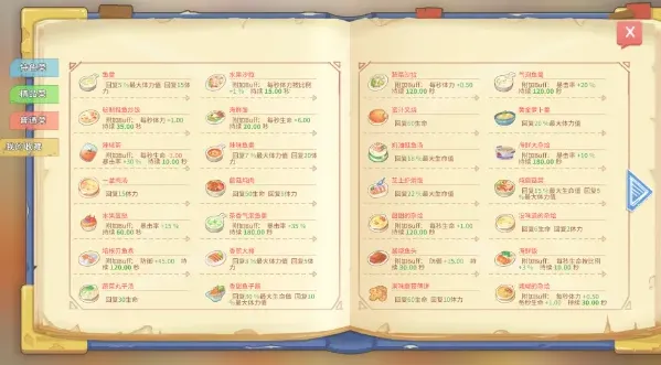 波西亚时光菜谱最全攻略