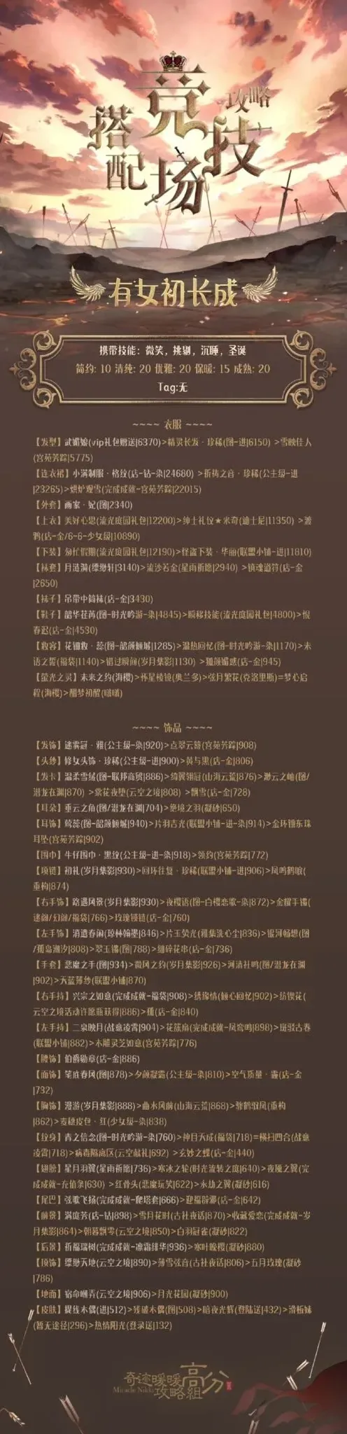 奇迹暖暖顶配