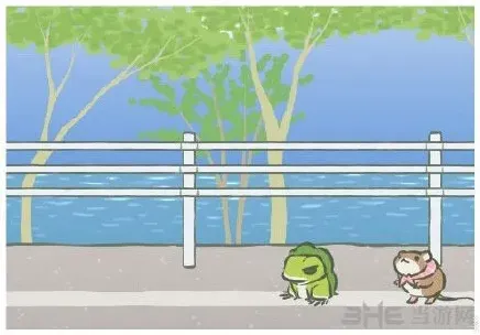 旅行青蛙栏杆散步明信片心得
