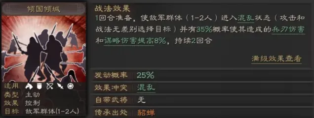 三国志战略版貂蝉S级战法倾国倾城详解