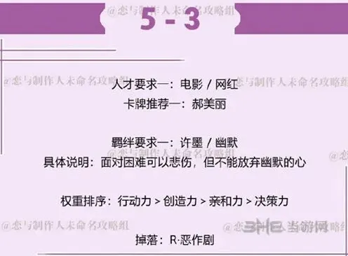 恋与制作人许墨副本5-3怎么过玩法指南