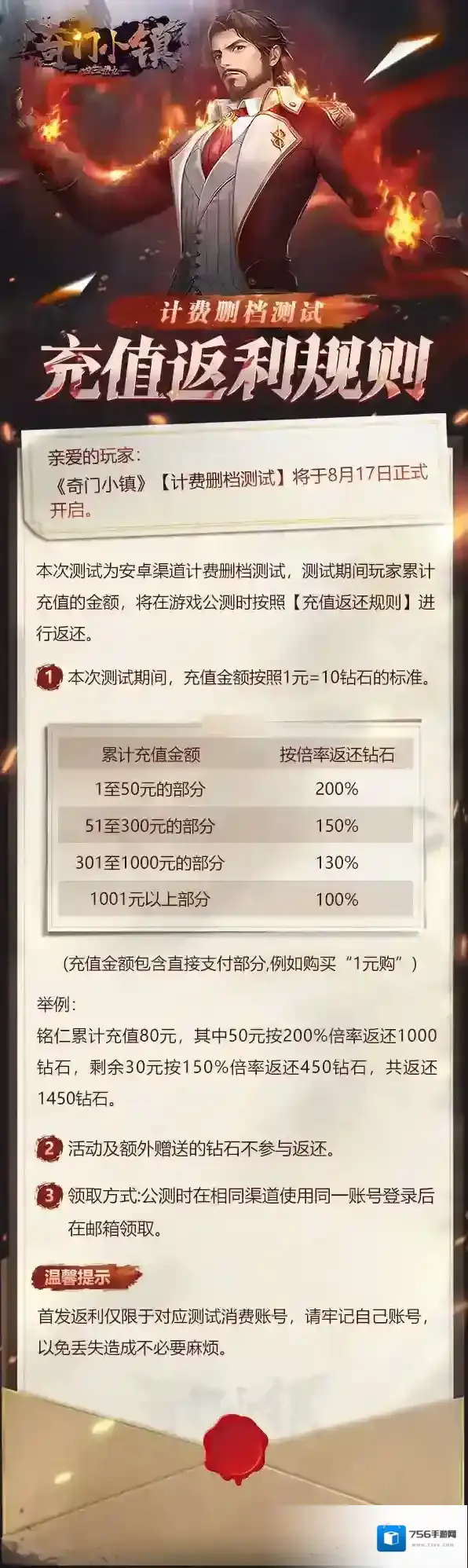 奇门小镇充值返利规则